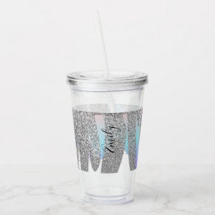 Colourful Faux Glitter Dripping Monogrammed Name   Acrylic Tumbler