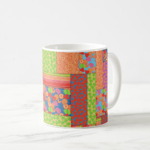 Colourful Faux Patchwork of Summer Fruits Patterns Coffee Mug