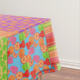 Colourful Faux Patchwork of Summer Fruits Patterns Tablecloth