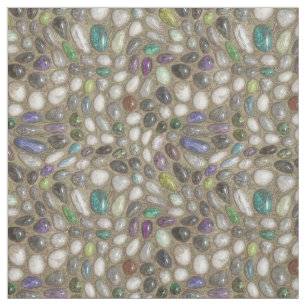 Colourful Faux Shiny 3D River Rock Stones Pattern Fabric