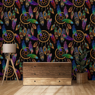 Colourful Feather Dearm Catcher Native Style Wallpaper