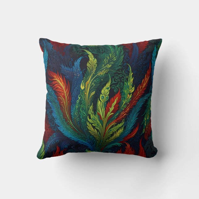 Colourful Feather pattern Cushion (Back)