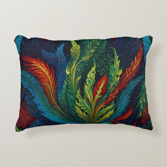 Colourful Feather pattern Decorative Cushion (Front)