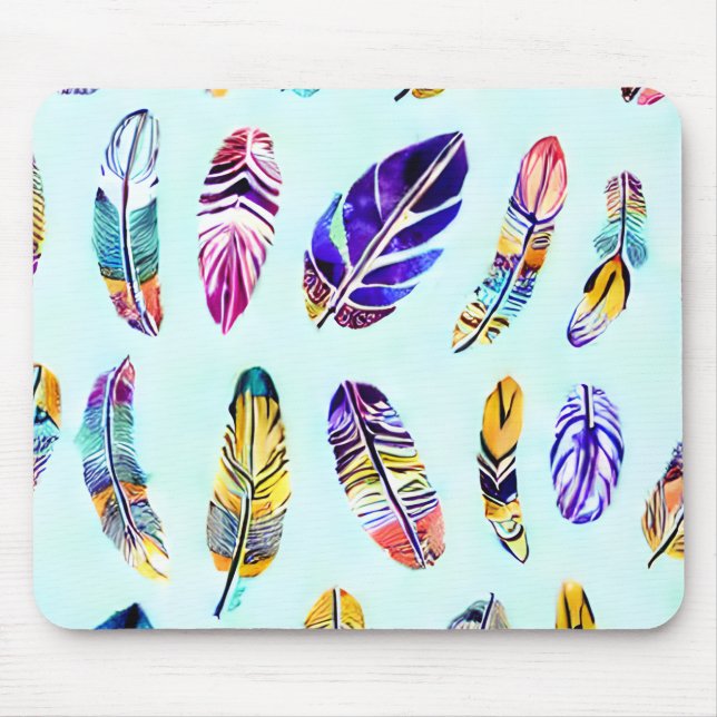 Colourful Feather Pattern Mouse Pad (Front)