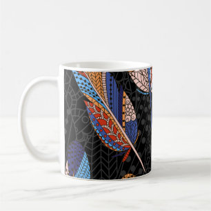 Colourful Feather Pattern Seamless Background. Coffee Mug