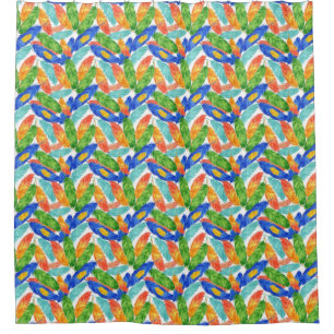 Colourful Feather Pattern — Seamless Watercolor Shower Curtain