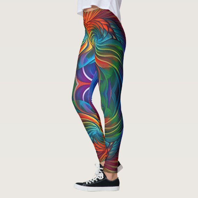 Colourful feather swirl   leggings (Left)