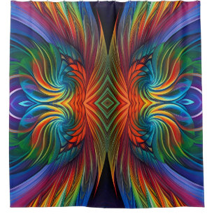 Colourful feather swirl shower curtain