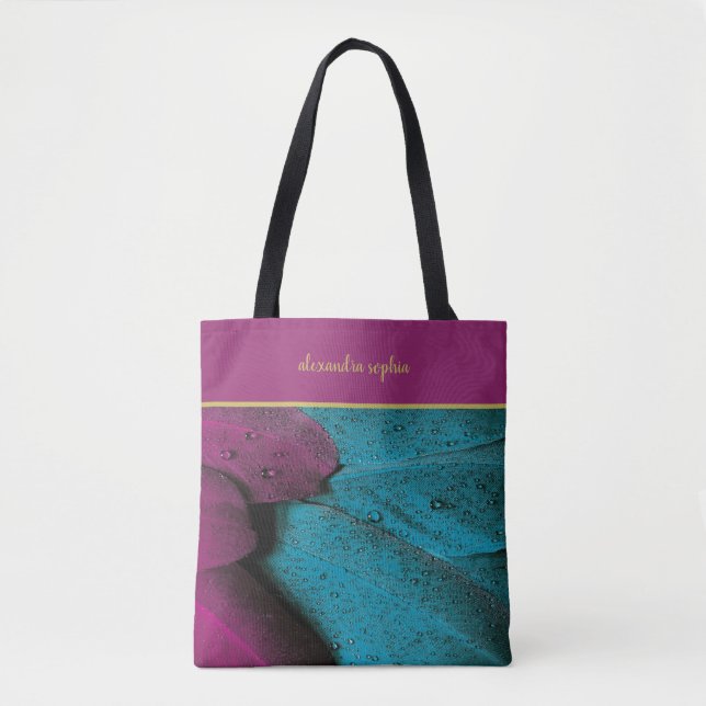 Colourful Feathers and Raindrops Tote Bag (Front)