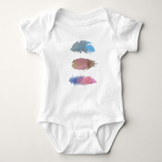 Colourful Feathers baby onsie Baby Bodysuit (Front)