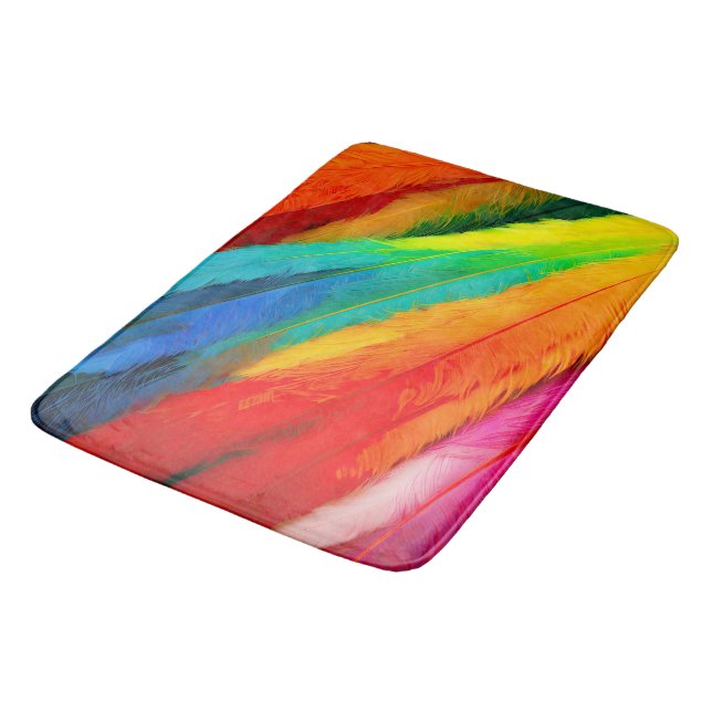 Colourful Feathers Bath Mat (Angled)