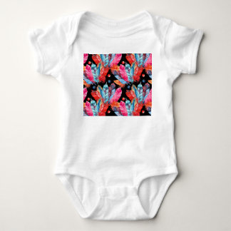 Colourful feathers, boho, seamless, vibrant. baby bodysuit