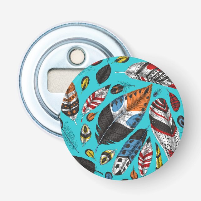 Colourful feathers bottle opener (Front)