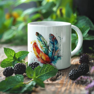 Colourful feathers Native American watercolor  Coffee Mug