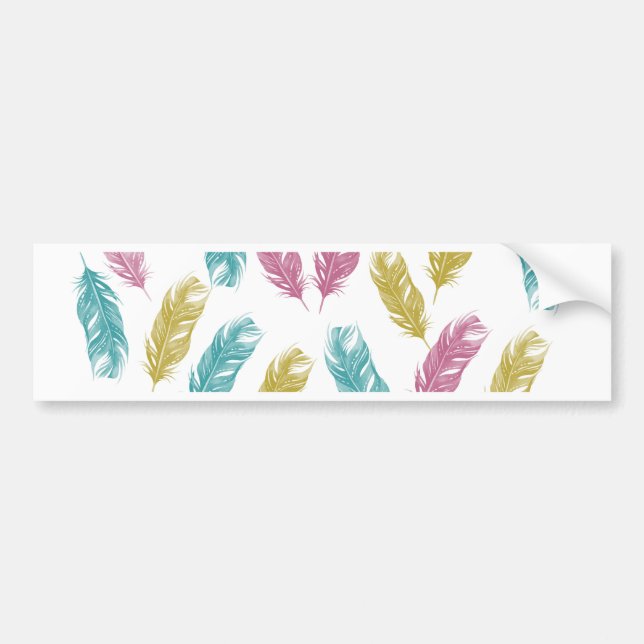 Colourful Feathers pattern Bumper Sticker (Front)