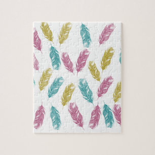 Colourful Feathers pattern Jigsaw Puzzle