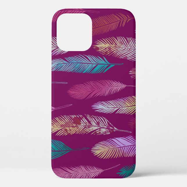 Colourful feathers: purple background pattern. Case-Mate iPhone case (Back)
