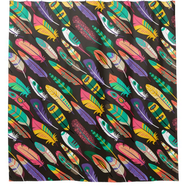Colourful Feathers Shower Curtain (Front)