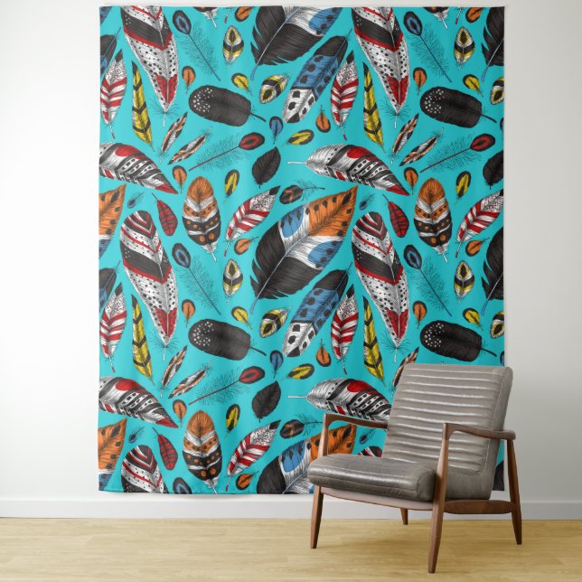 Colourful feathers tapestry (In Situ)