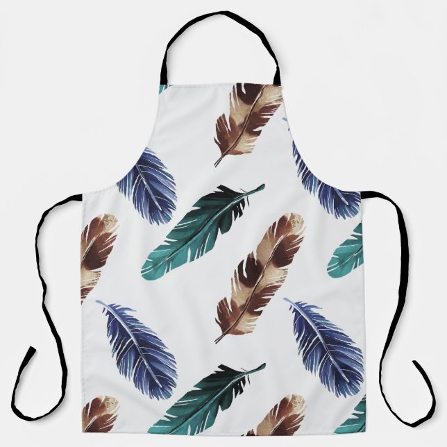 Colourful Feathers Tribal Texture Apron (Front)