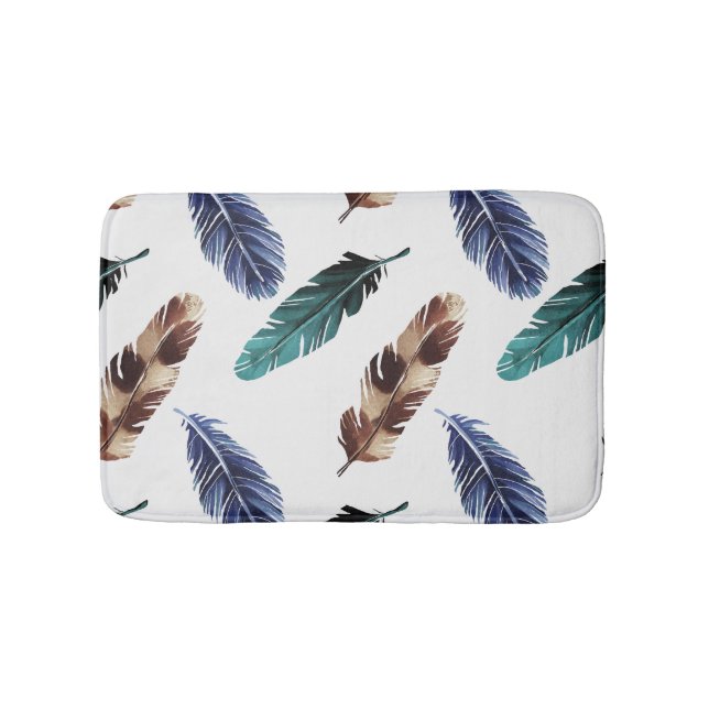 Colourful Feathers Tribal Texture Bath Mat (Front)