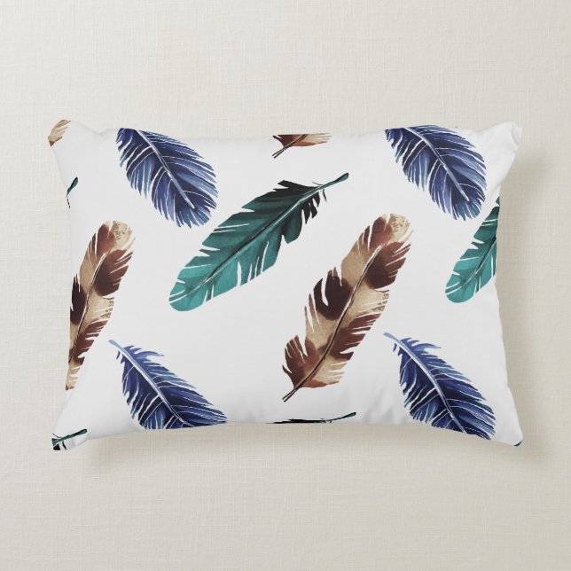 Colourful Feathers Tribal Texture Decorative Cushion (Front)