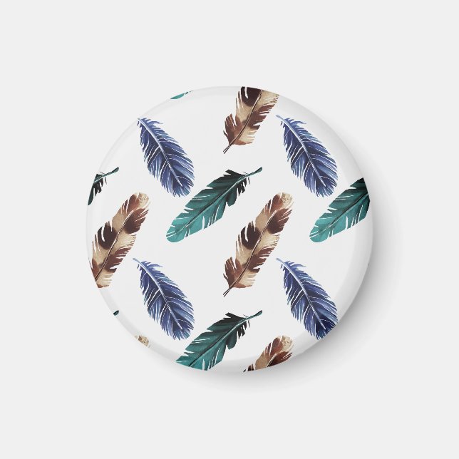 Colourful Feathers Tribal Texture Magnet (Front)