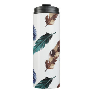 Colourful Feathers Tribal Texture Thermal Tumbler
