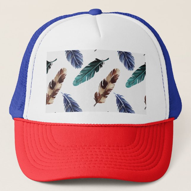 Colourful Feathers Tribal Texture Trucker Hat (Front)