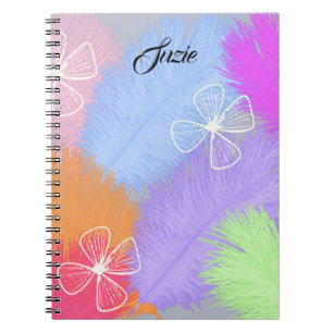 Colourful Feathers with Name, Notebook
