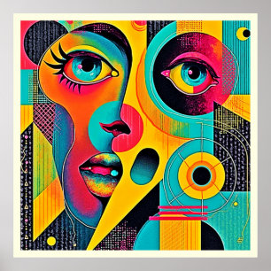 Colourful Feelings: Abstract Face Poster