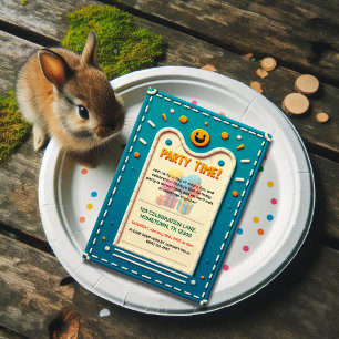 Colourful Felt Kids Birthday Party Invitation