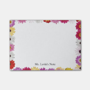 Colourful Feminine Daisy Flower Frame Custom Text Post-it Notes