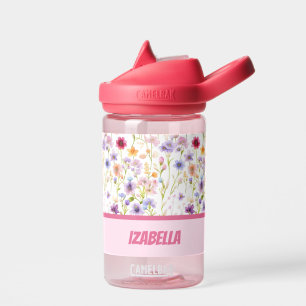 Colourful Feminine Pink Wild Flowers for Girls Water Bottle