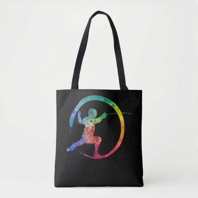 Colourful Fencing Sport Fencer Tote Bag (Front)