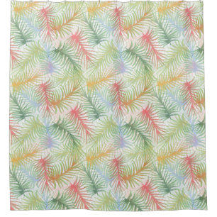 Colourful fern leaves on white. shower curtain