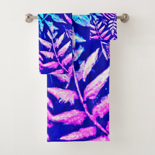 Colourful Fern Pattern Bath Towel Set (Insitu)