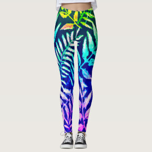 Colourful Fern Pattern Leggings