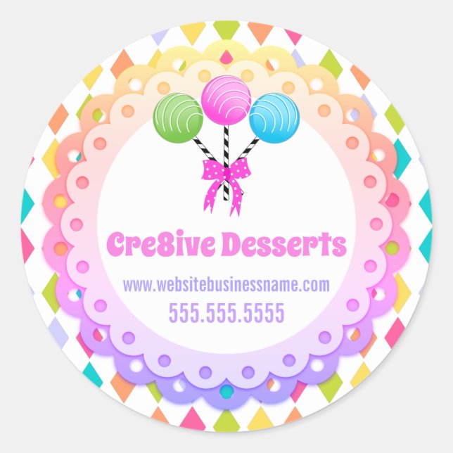 Colourful Festive Cake Pops Bakery Packaging Seals (Front)