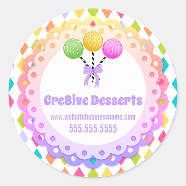 Colourful Festive Cake Pops Bakery Packaging Seals (Front)