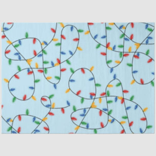 Colourful Festive Christmas Lights Pattern Blue Tissue Paper