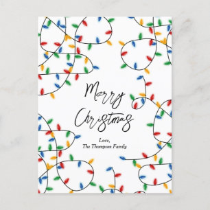 Colourful Festive Christmas Lights Pattern Holiday Postcard
