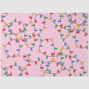 Colourful Festive Christmas Lights Pattern Pink Tissue Paper