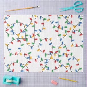 Colourful Festive Christmas Lights Pattern Tissue Paper