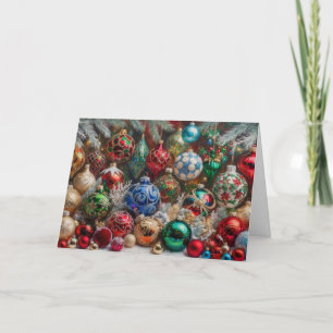 Colourful Festive Christmas Ornamens Holiday Card