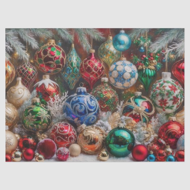 Colourful Festive Christmas Ornaments Tissue Paper (Front)