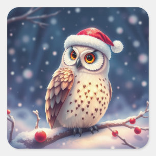 Colourful Festive Christmas Owl Stickers