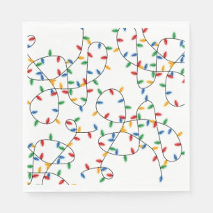 Colourful Festive Christmas Party Lights  Napkin