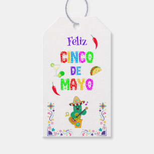 Colourful Festive Cinco de Mayo 2025 Dancing Cactu Gift Tags