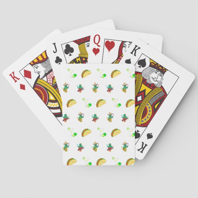 Colourful Festive Cinco de Mayo 2025 Dancing Cactu Playing Cards (Back)